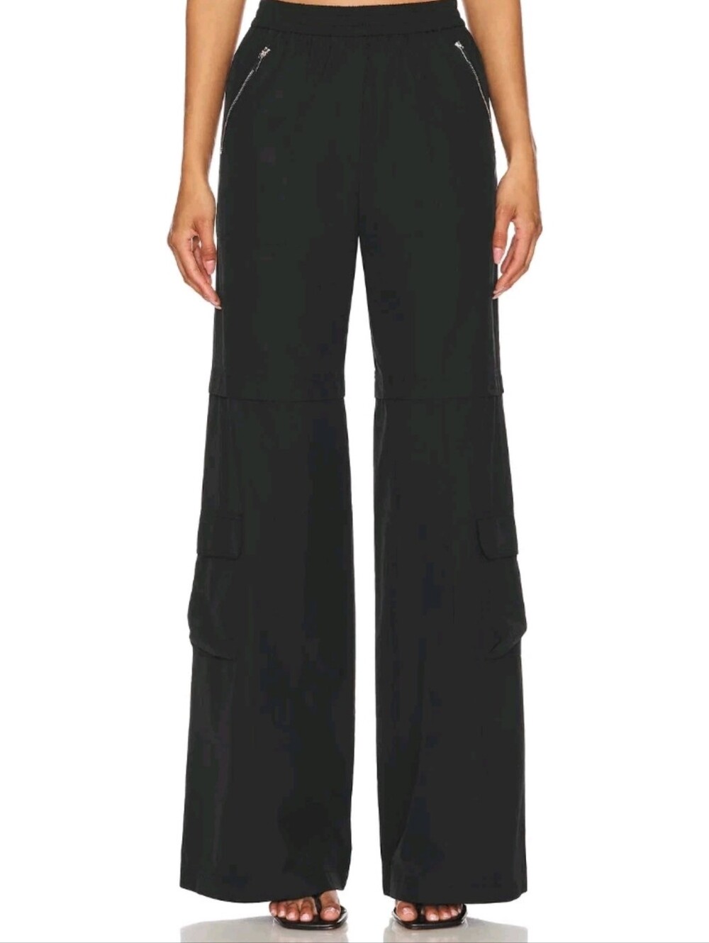 Amanda Uprichard Gia Wide Leg Cargo Pants L Black